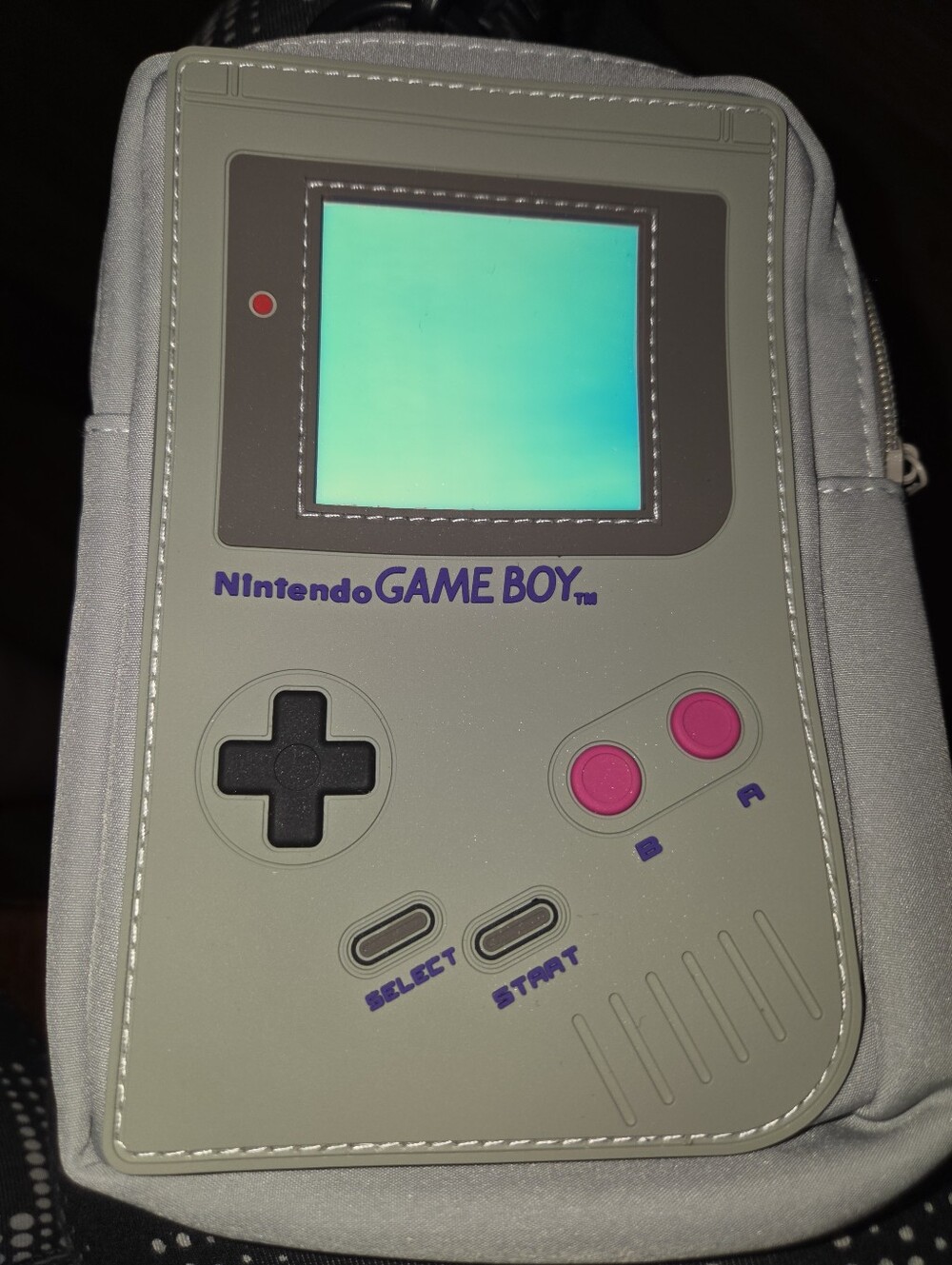 Nintendo Game Boy-Inspired Light Gray Case with Pink Buttons Bag